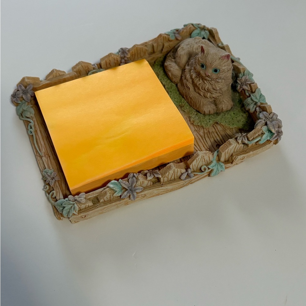 Leslie Anne Ivory cats ceramic post it notes holder Vintage 90s